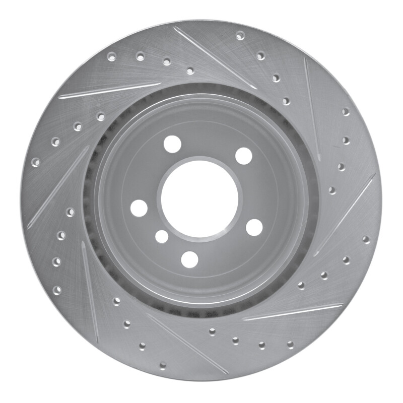 BMW 528I xDrive Brake Rotor (1) - Rear Left - R1 Concepts - Drilled & Slotted - Silver - `11-`16